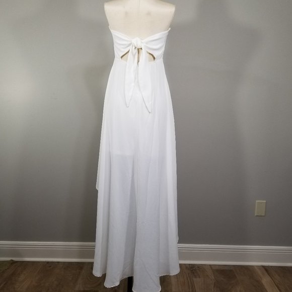 She + Sky Strapless High Low Dress White Size S Small Womans Prom Dance Party - Picture 7 of 15